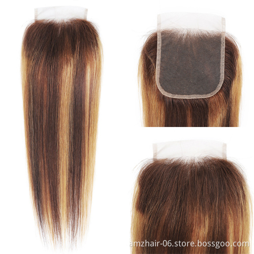 Yeswigs 13X4 13X6 Swiss HD Lace Frontal  Wholesale Raw Indian Human Hair 4X4 5X5 Pre Plucked  Lace Closure Brown Color Straight